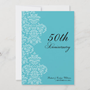 Vintage Anniversary Party Custom Invitation (aqua)