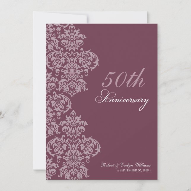 Vintage Anniversary Party Custom Invite (lavender) (Front)