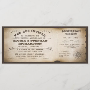 vintage anniversary ticket typography design invitation