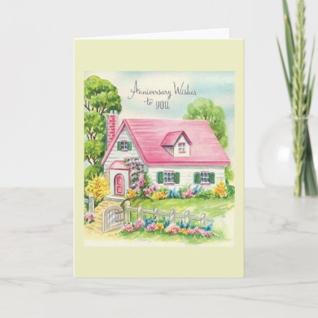 Vintage Anniversary Wishes Greeting Card (Front)