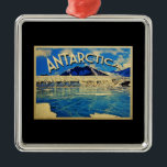 Vintage Antarctica South Pole Metal Ornament<br><div class="desc">An icy glacier nature scene for Antarctica,  South Pole.  Snow,  mountains and blue make this a vintage winter travel scene that can give you a chill.</div>