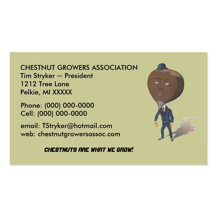 Vintage Anthropomorphic Chestnut Man Business Card