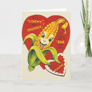 Vintage Anthropomorphic Corn Valentine Holiday Card