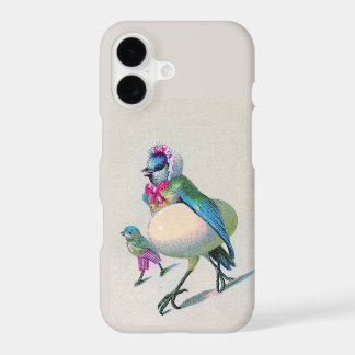 Vintage Anthropomorphic Mama Bluebird & Child iPhone 17 Case