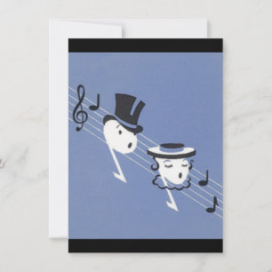 Vintage Anthropomorphic Music Notes Invitations