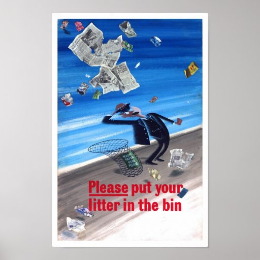 Vintage Anti Litter Poster Print | Zazzle