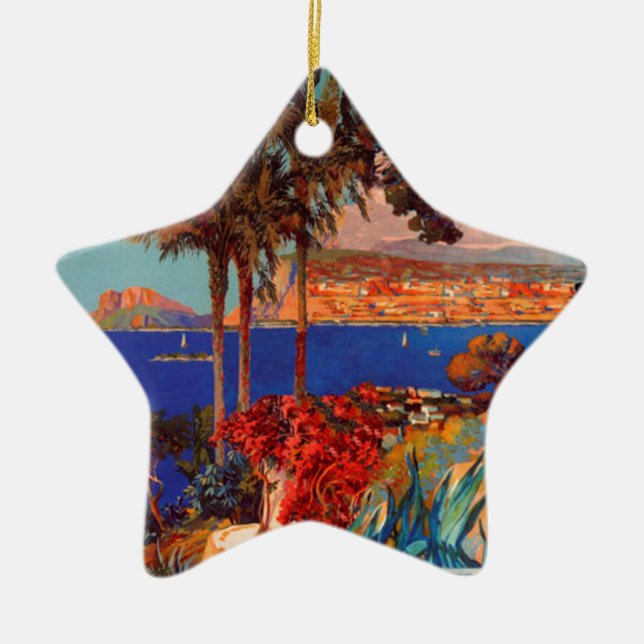 Vintage Antibes Cote D'Azur Travel Ceramic Ornament (Front)