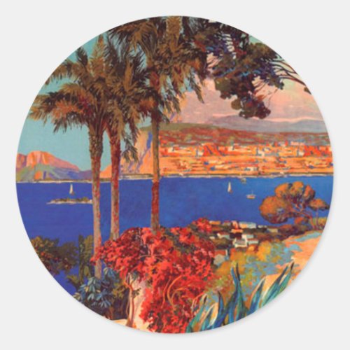 Vintage Antibes Cote DAzur Travel Classic Round Sticker