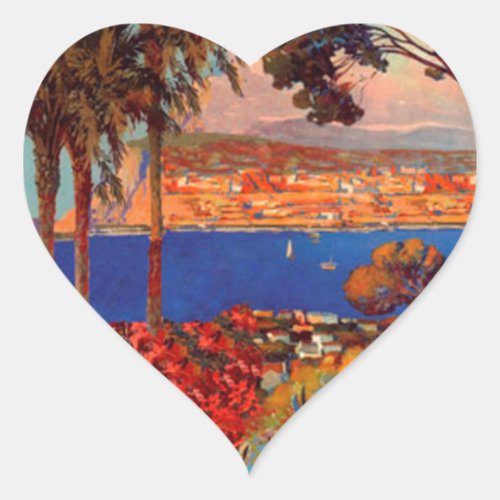 Vintage Antibes Cote DAzur Travel Heart Sticker