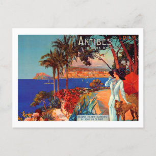 Vintage Antibes Cote D'Azur Travel Holiday Postcard