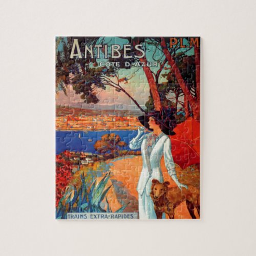 Vintage Antibes Cote DAzur Travel Illustration Jigsaw Puzzle