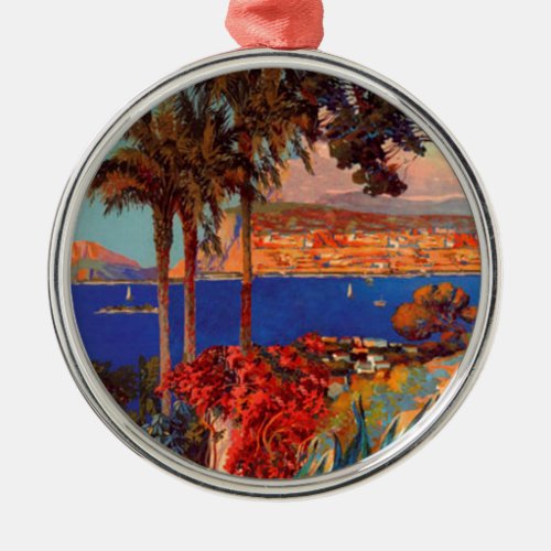 Vintage Antibes Cote DAzur Travel Metal Ornament