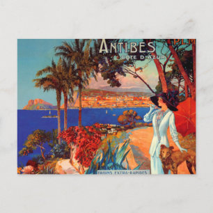 Vintage Antibes Cote D'Azur Travel Postcard