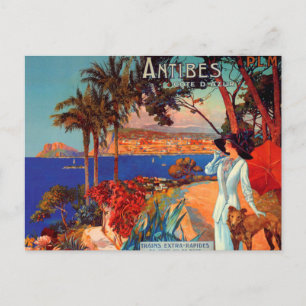Vintage Antibes Cote D'Azur Travel Postcard