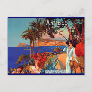 Vintage Antibes Cote D'Azur Travel Postcard