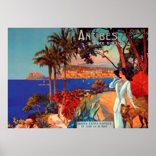 Vintage Antibes Cote DAzur Travel Poster