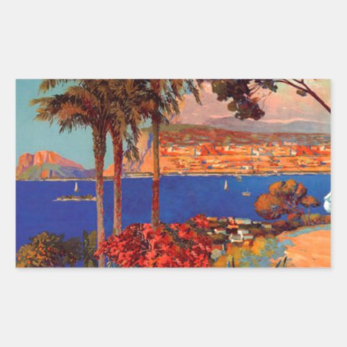 Vintage Antibes Cote DAzur Travel Rectangular Sticker