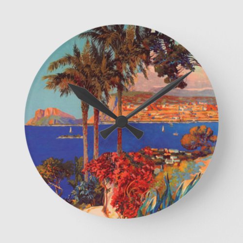 Vintage Antibes Cote DAzur Travel Round Clock