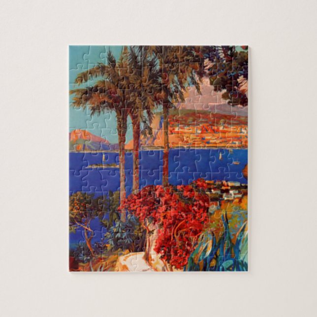 Vintage Antibes Cote D'Azur Travel Scenic Jigsaw Puzzle (Vertical)