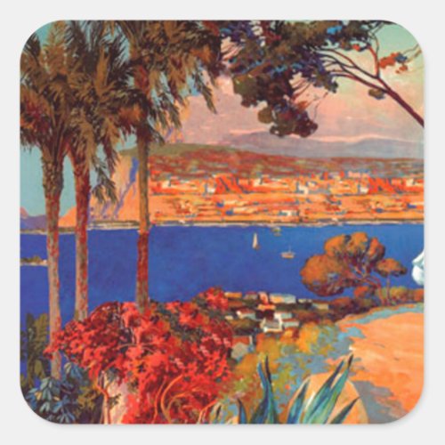 Vintage Antibes Cote DAzur Travel Square Sticker