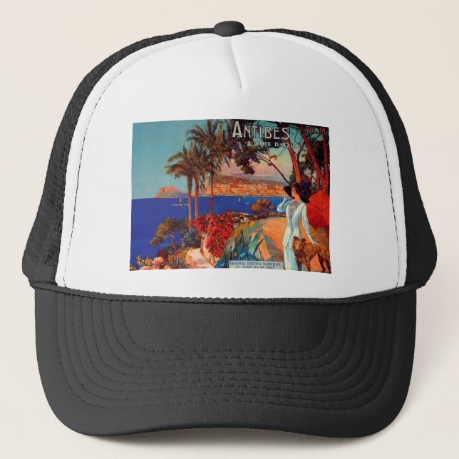 Vintage Antibes Cote D'Azur Travel Trucker Hat (Front)
