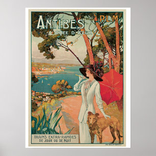 Vintage Antibes France travel ad Poster