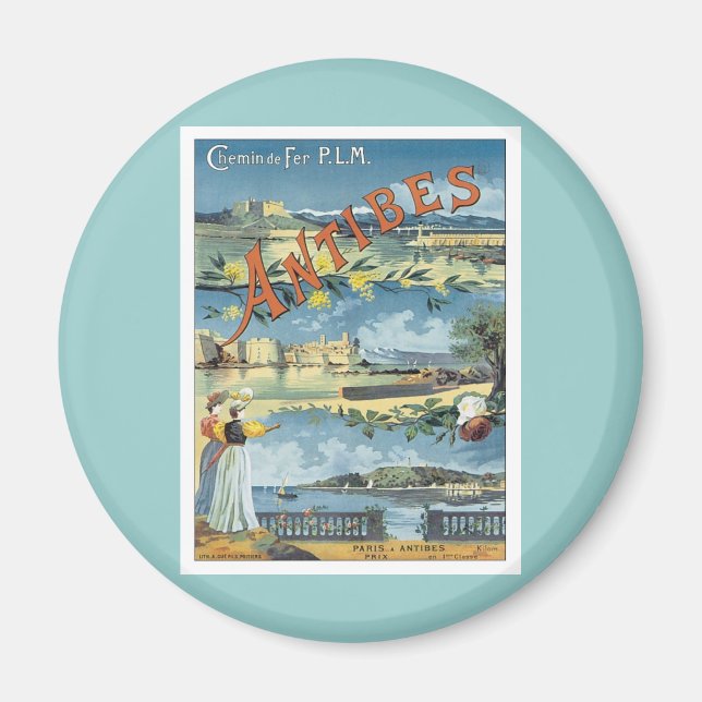 Vintage Antibes Mediterranean Magnet (Front)