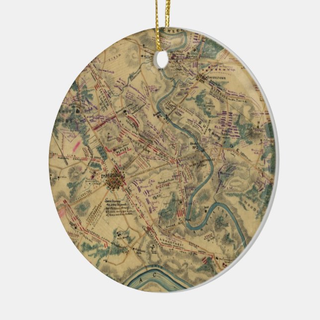 Vintage Antietam Battlefield Map (1862) Ceramic Ornament (Left)
