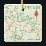 Vintage Antigua Island Map Ceramic Ornament<br><div class="desc">Very simple,  well marked old map postcard of the island of Anitgua.</div>