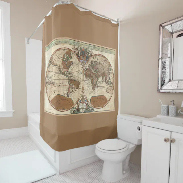 Vintage Antique 1691 Sanson Map Of The World Shower Curtain Zazzle vintage-antique-1691-sanson-map-of-the-world-shower-curtain-zazzle