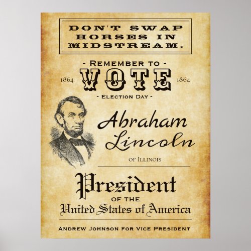 Vintage Antique Abraham Lincoln Campaign Poster