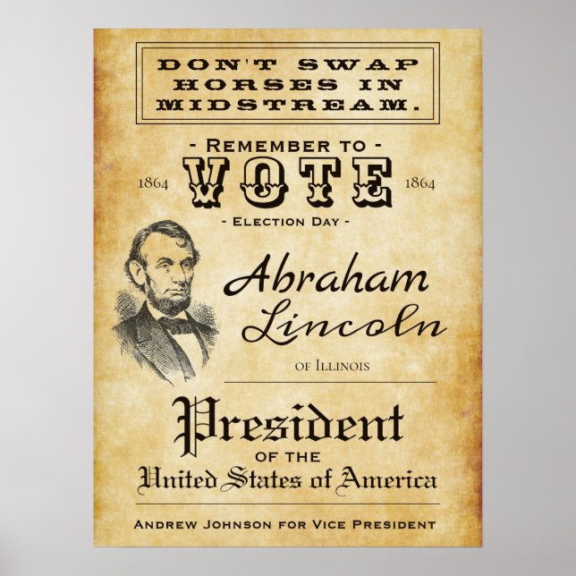 Vintage Antique Abraham Lincoln Campaign Poster (Front)