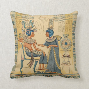 Vintage Antique Ancient Egyptian Royalty Throw Pillow