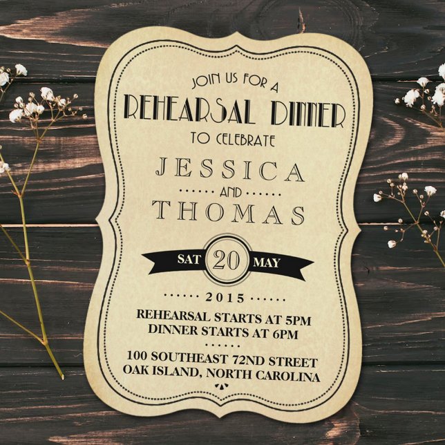 Vintage Antique Art Deco Wedding Rehearsal Dinner Invitation (Creator Uploaded)