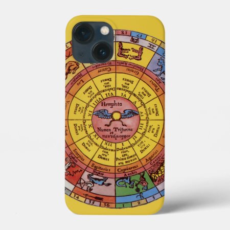 Vintage Antique Astrology, Celestial Zodiac Wheel Iphone 13 Mini Case