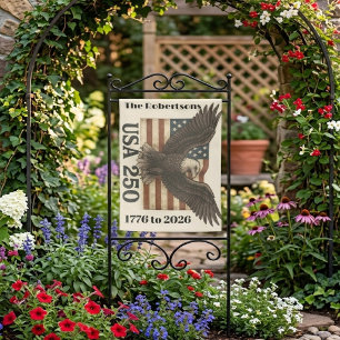 Vintage Antique Bald Eagle Family Name Patriotic Garden Flag