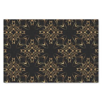 Vintage Antique Baroque Gold And Black Pattern Tissue Paper
