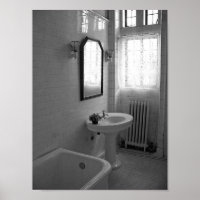 Vintage Antique Bathroom Black And White Photo