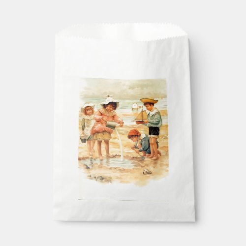 Vintage Antique Beach Boy Girl Children Fine Art Favor Bag