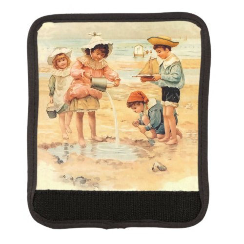 Vintage Antique Beach Boy Girl Children Fine Art Luggage Handle Wrap