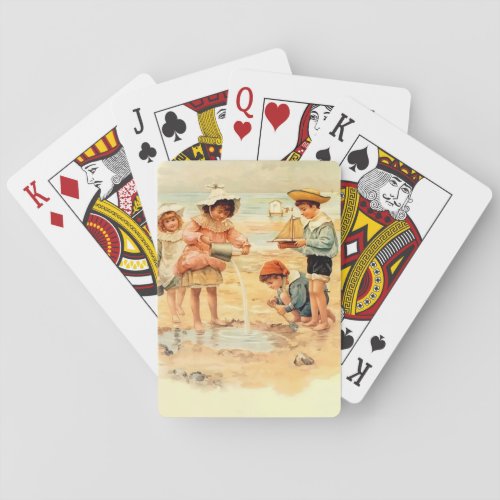 Vintage Antique Beach Boy Girl Children Fine Art Poker Cards
