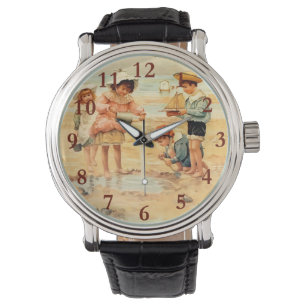 Vintage Antique Beach Boy Girl Children Fine Art Watch