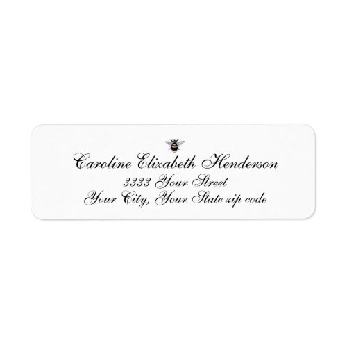 Vintage Antique Bee Classic Script Return Address Label