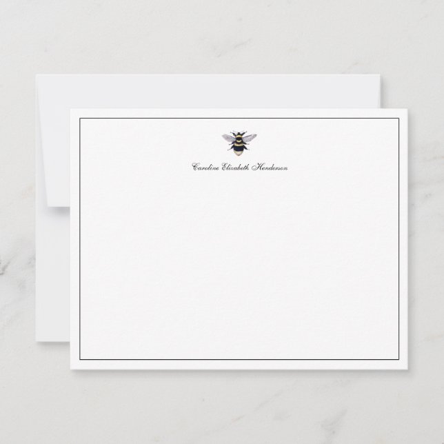 Vintage Antique Bee Elegant Script Personalized Note Card (Front)