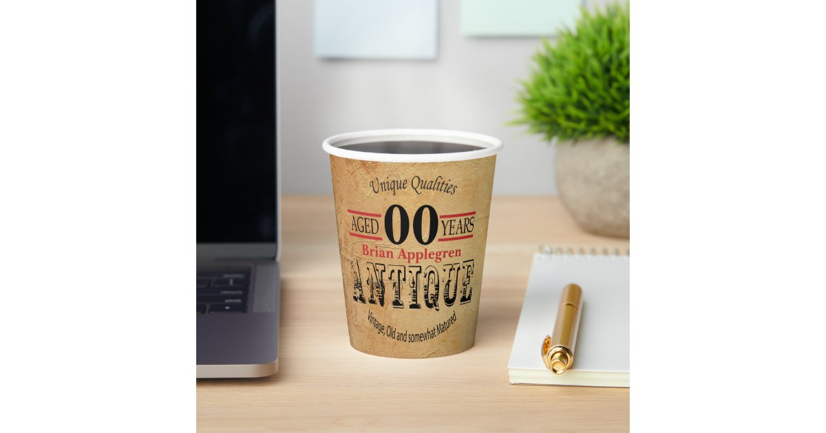 Vintage, Antique Birthday Design Paper Cups | Zazzle