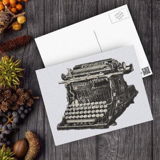 Vintage Antique Black Old Fashioned Typewriter Postcard