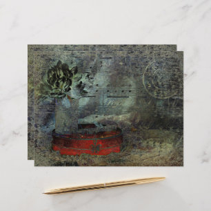 Vintage Antique Black Red Old Script Sheet Music