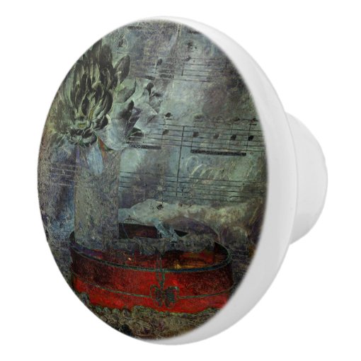 Vintage Antique Black Red Old Script Sheet Music Ceramic Knob | Zazzle