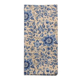 Vintage Antique Blue Indigo & Taupe