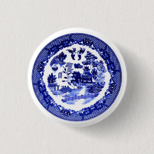 Vintage Antique Blue Willow Pattern circa 1790 Button